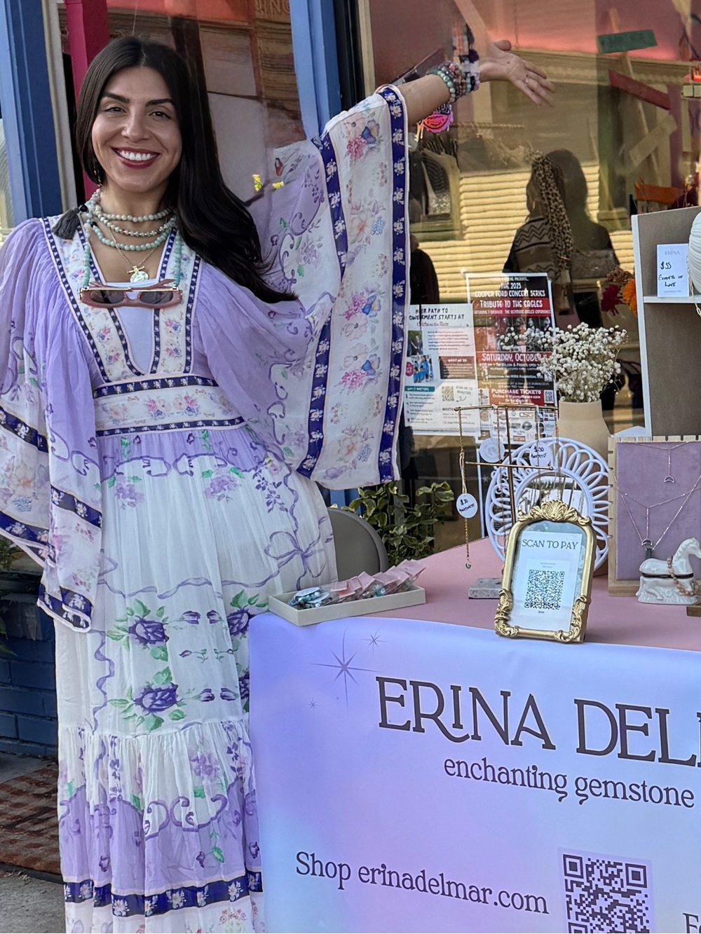 Fillyboo Lavender & Cream Floral Boho Maxi Dress